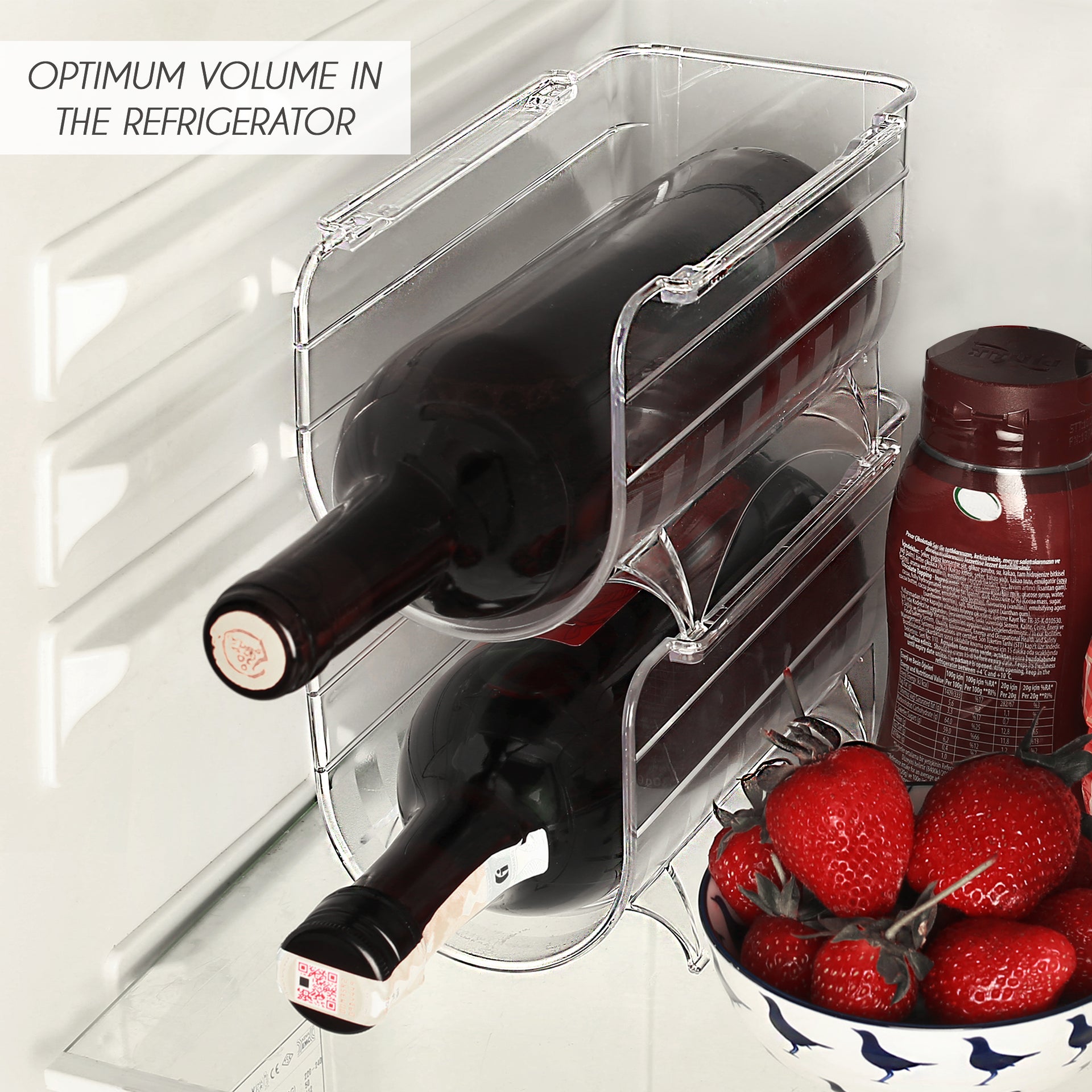 home stackable wine bottle organizer for refrigerator clear plastic rack