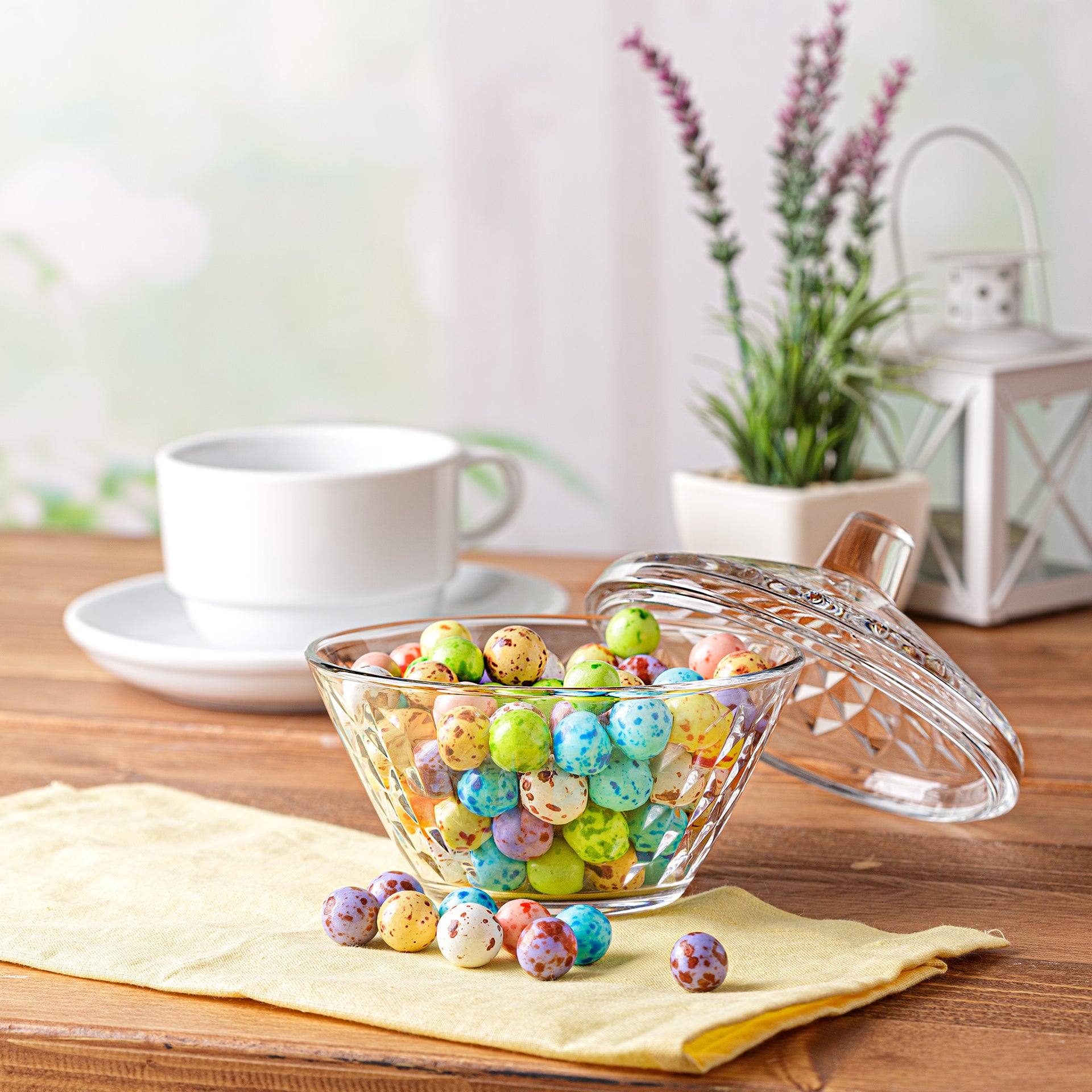 home crystalia decorative glass candy jar with lid