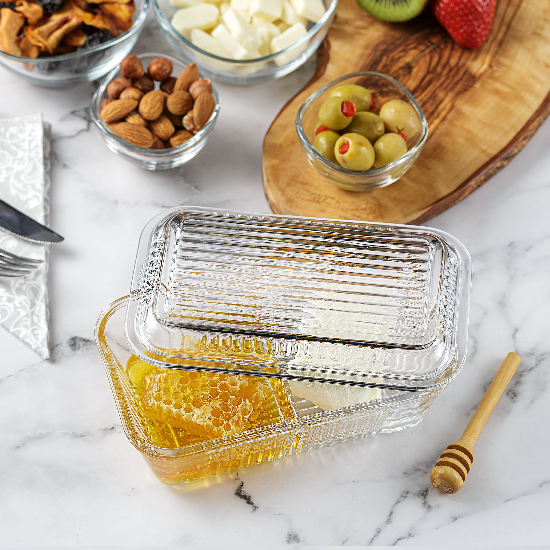 home double compartment glass food container