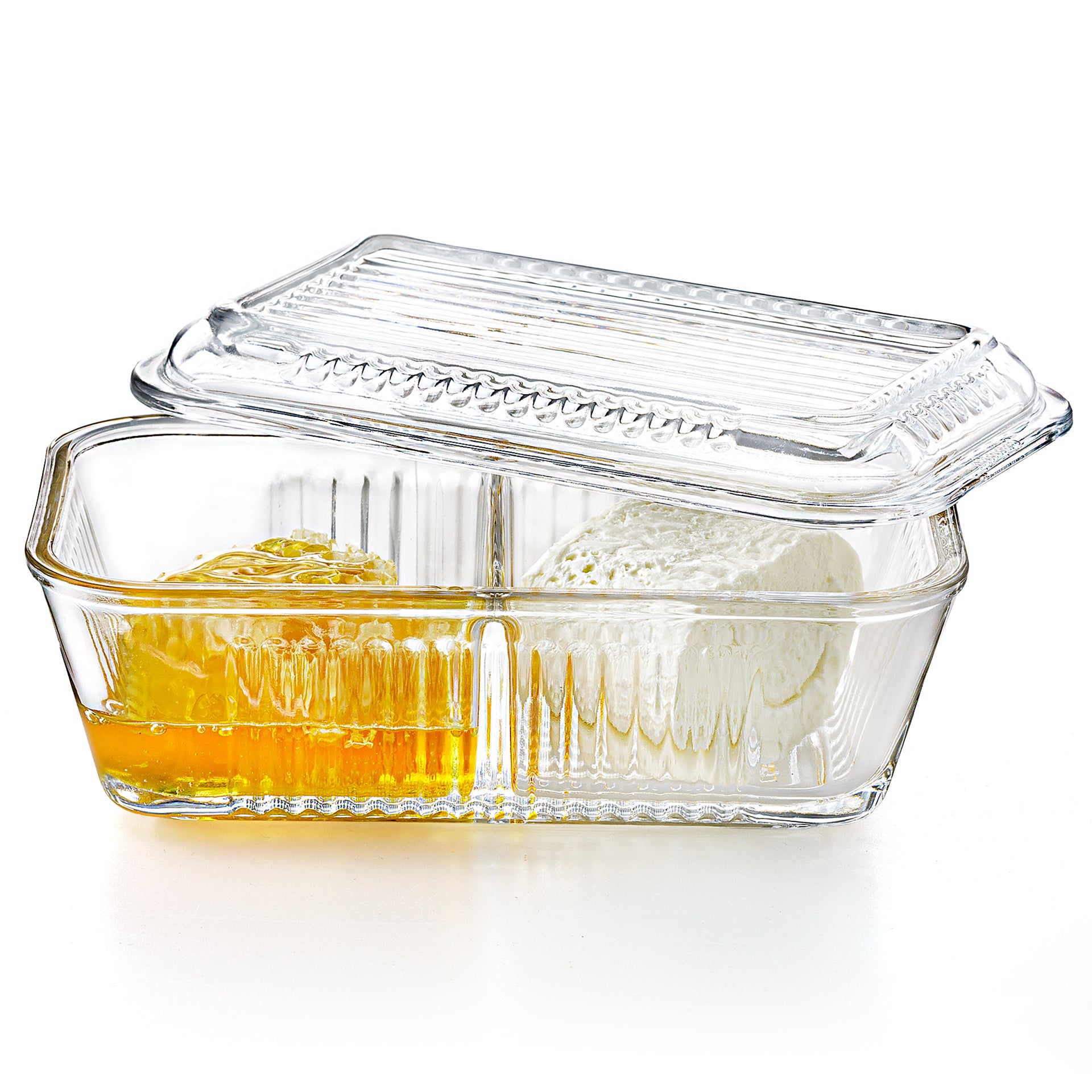home double compartment glass food container