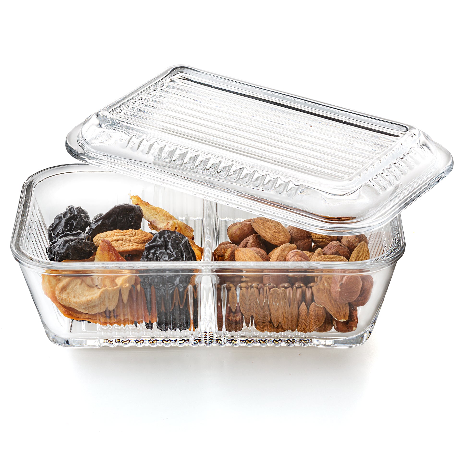 home double compartment glass food container