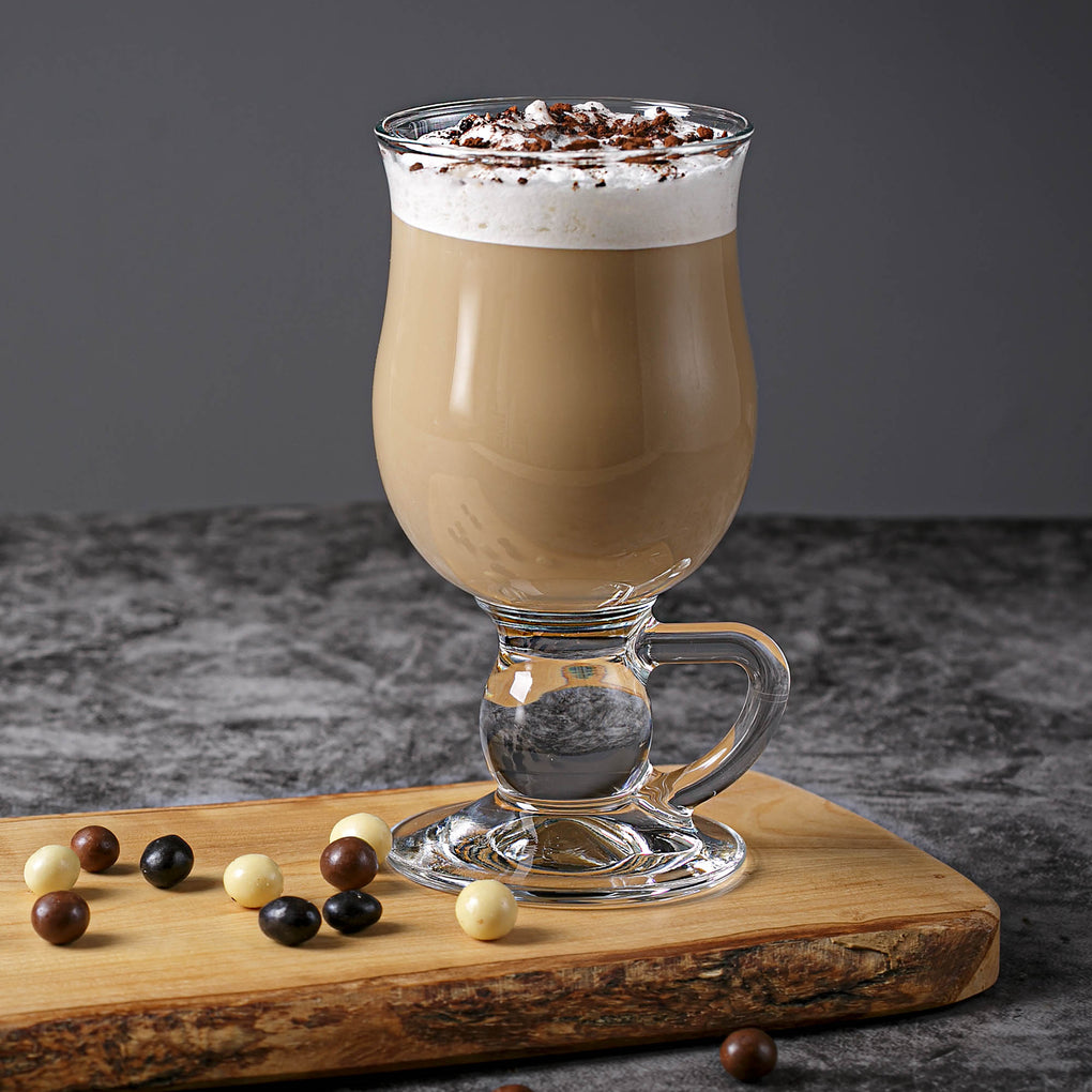 Crystalia Set of 2 Irish Coffee, Latte, Cappuccino and Hot Chocolate Glass  Mugs with Handle, 7 3/4 oz 