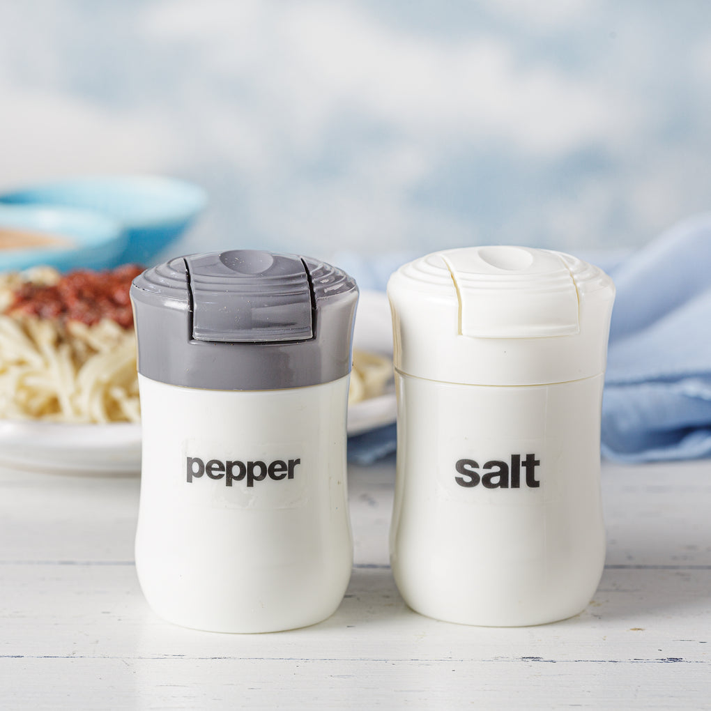 Glass Salt and Pepper Shakers- Moisture Proof Salt Shaker with Plastic Lid  - Refillable Spice Dispenser for Kitchen or Travel - Cute Seasoning Shakers