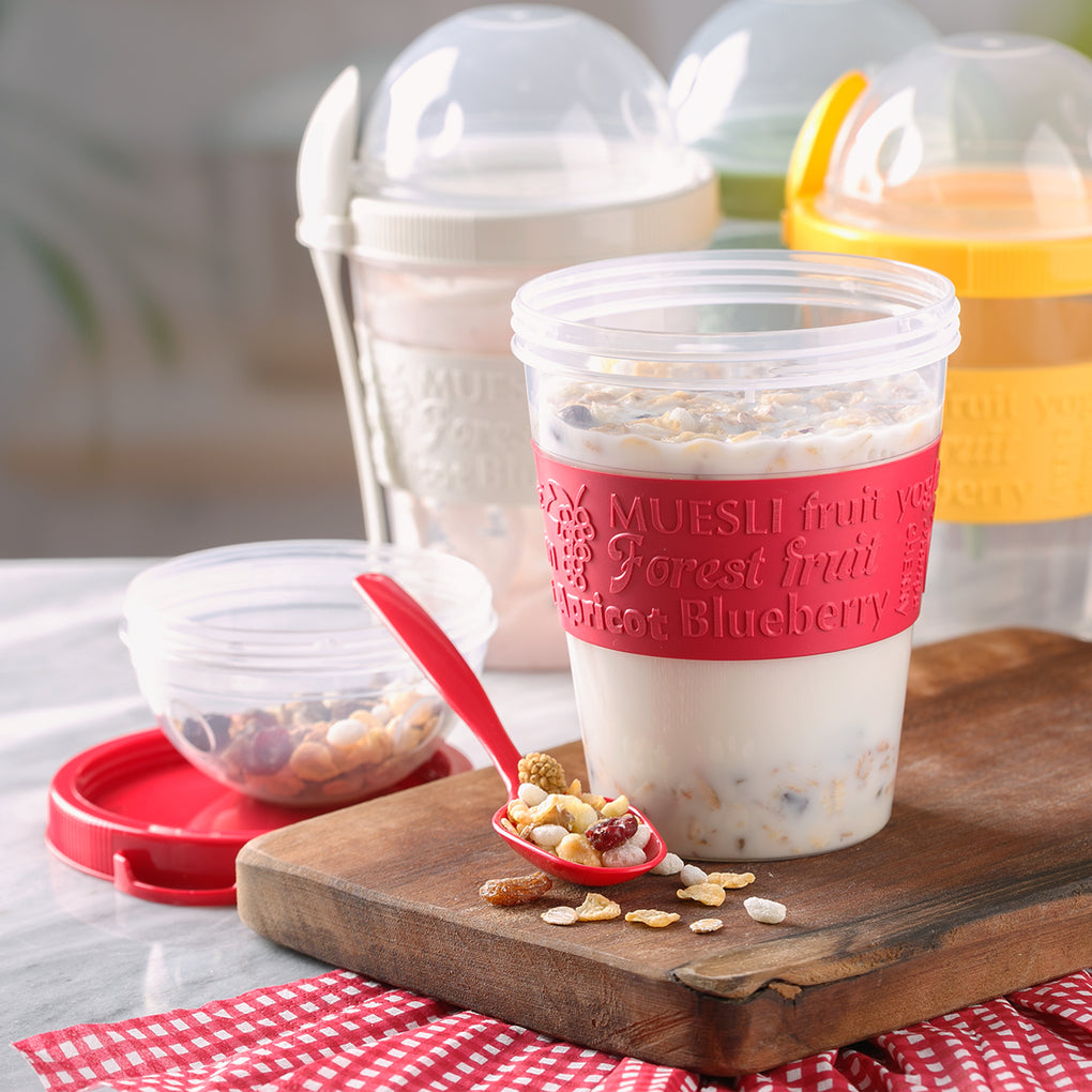 ganoOne Breakfast On the go cups, Take and go Yogurt cup with Topping cereal  or Oatmeal container, Portable Lux Yogurt cereal To