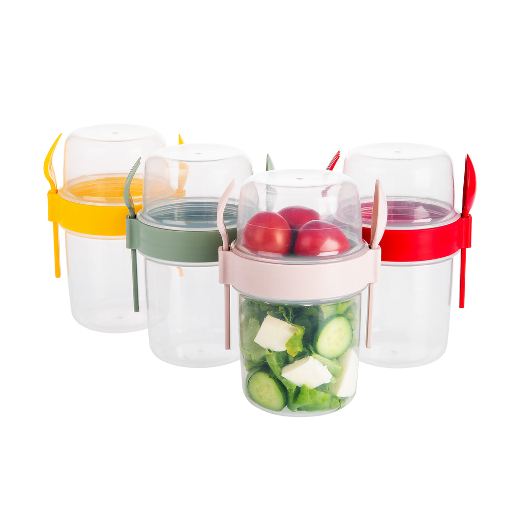 CRYSTALIA Yogurt Parfait Cups with Lids, Mini Breakfast On the Go Plastic  Bowls with Topping Cereal Oatmeal or Fruit Container with Spoon for Lunch  Snack Box, Portable & Reusable, Colorful Set of